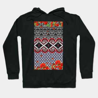 Colorful ethnic motif with red flowers Hoodie